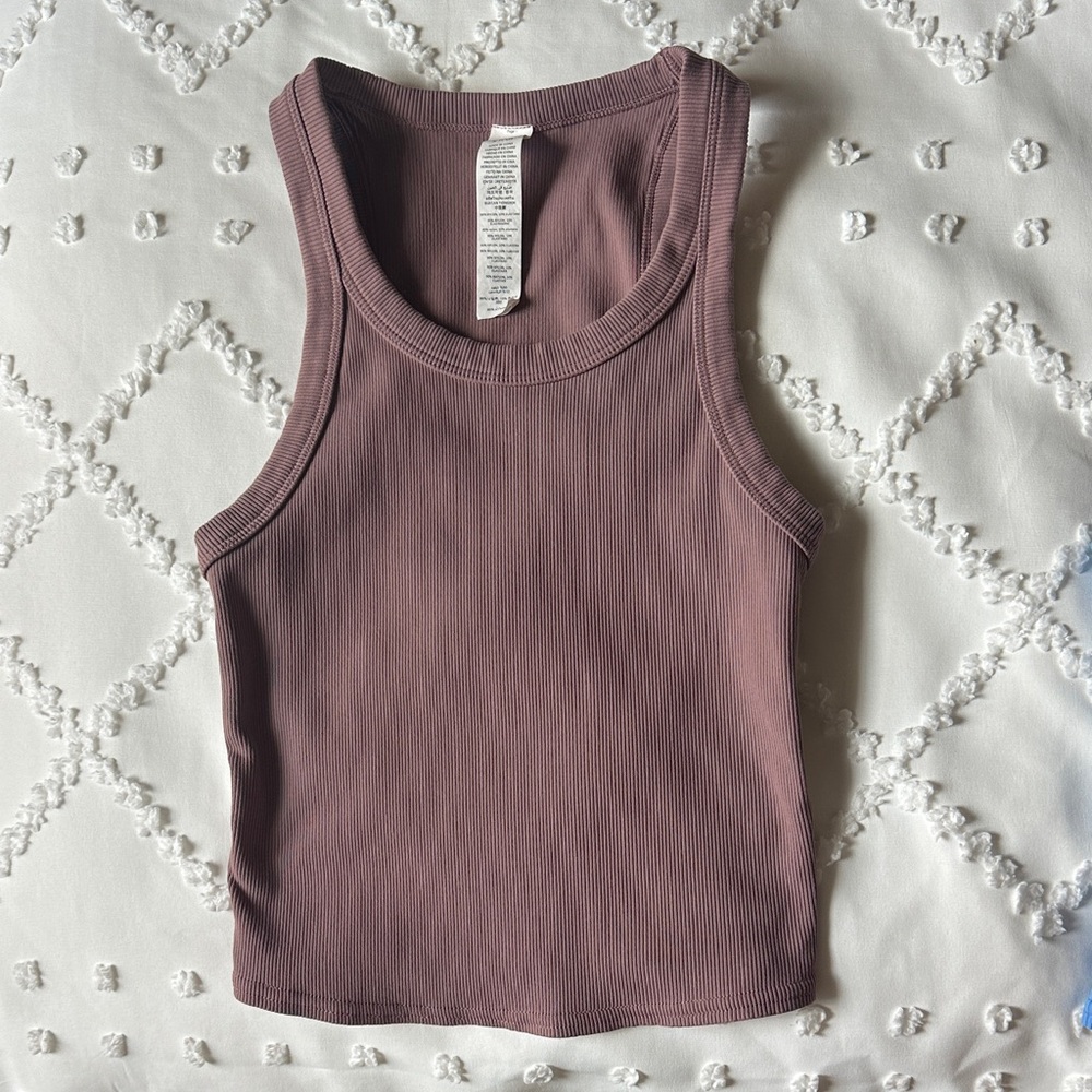 ALO Yoga Smokey Quartz Goddess Go To Ribbed Tank Top
